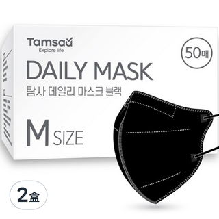 Tamsaa 日常鳥嘴型立體口罩 韓國製 M 黑色 50片 2盒