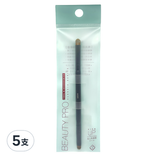 Solone 多用途雙頭彩妝刷 5123, 黑色刷柄/棕色刷毛, 5支