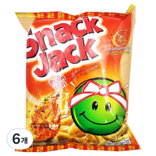 SNACK JACK 豌豆脆條餅乾 香辣蝦口味, 6包, 62g