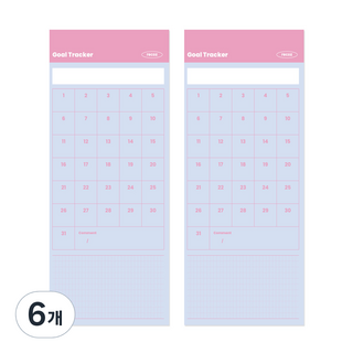 리코즈 데이투데이 메모패드 골트래커, 혼합색상, 50매, 6개