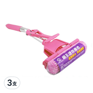 廚王迷你拖把 超強吸水 可調節長度 適用於汽車清潔 海綿拖把頭易更換, 3支