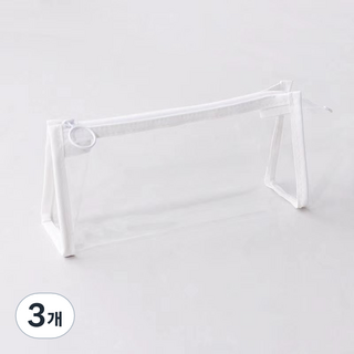 씨티컴퍼니 투명 방수 펜 케이스 필통, 화이트, 3개