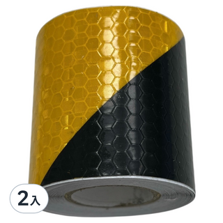 米諾諾夜間反光斜紋膠帶-安全警示、高能見度反光貼條, 5 x 300cm, 黃色/黑色, 2入