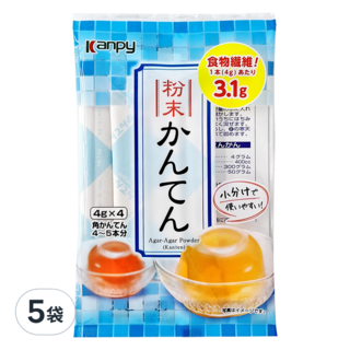 Kanpy 加藤產業 寒天粉, 4g x 4包, 食物纖維, 小分裝, 16g, 5袋