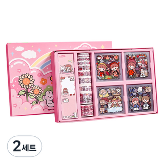 ido DIY Aka的貼紙盒 手帳裝飾便條紙材料包貼紙組, 2套, 櫻花