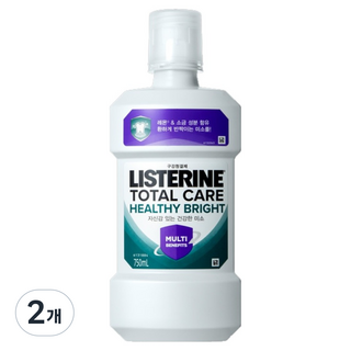 리스테린 토탈케어 헬씨 브라이트 구강청결제, 750ml, 2개