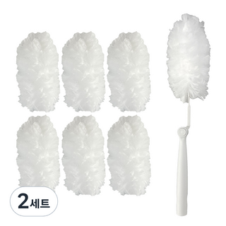 먼지떨이 실내 및 차량용 + 리필 7p 세트, 라이트그레이 + 화이트, 2세트