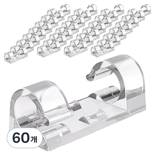 엔더 잘붙는 전선정리 고정 클립, 60개, 투명