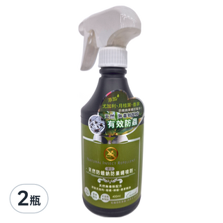 QUNDO 康朵 天然防娥蚋防果蠅噴劑 添加尤加利、月桂精油、香茅 無毒, 400ml, 2瓶