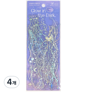 OLIVEPARTY 雷射極光星光水晶吊燈線條手帳裝飾卡套貼紙, 愛心鏈, 4個