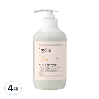 Jmella 法式漫舞香水沐浴乳 No.04 Queen5 乙醛+茉莉+白麝香, 500ml, 4瓶
