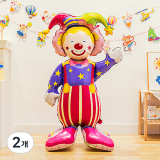 PARTYSHOW 立式鋁箔氣球 小丑 超大型, 混合顏色, 2個