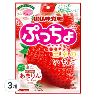 UHA 味覺糖 Puccho草莓糖, 3個, 65g