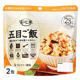 ANSHIN-MAI 安心米 五目集即時炊飯保存包，五種素材風味，附湯匙, 100g, 2包