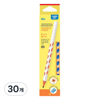 아이비스 점보 그립 삼각 연필 세트 2B, 옐로우, 30개