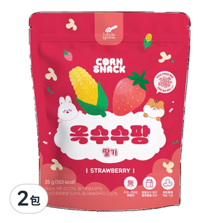 Little Spoon 益生菌爆米香 - 草莓玉米 無色素、無香料、無添加物 夾鏈袋包裝, 25g, 2包