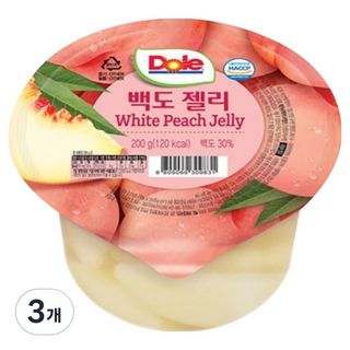Dole 都樂 白桃杯裝果凍 1個入, 200g, 3個