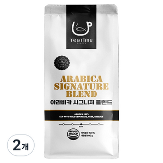 티타임커피 아라비카 시그니처블렌드, 홀빈(분쇄안함), 500g, 2개