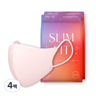 CLA 슬림핏 라이트패키지 보건용 컬러 새부리형 마스크 대형 KF94, 25개입, 4개, 핑크