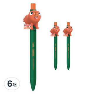 브레드이발소 아크릴 캐릭터 볼펜 0.7mm, 귀염 소시지, 6개