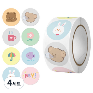 Dong-A PMS 角色圓形貼紙 500入組 2.5cm, A款角色, 4套