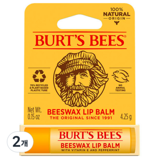 버츠비 모이스춰라이징 립밤, 비즈왁스, 4.25g, 2개