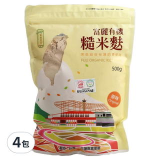 富里鄉農會 有機糙米麩, 4包, 500g