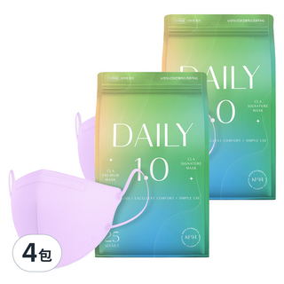 CLA Daily 1.0輕薄C型口罩 S KF94 淺紫色, 25片, 4包