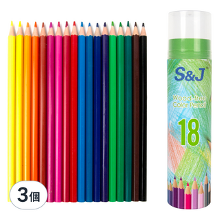 Onbiu 優質繪圖色鉛筆 17.5cm, 3個, 18種