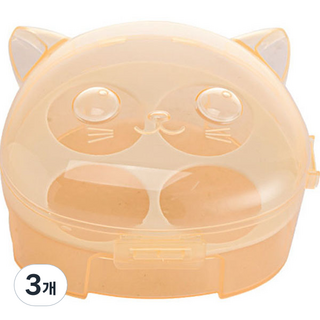 DS 貓咪粉撲海綿收納盒, 橘色, 3個