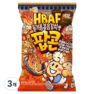 바프 들기름볶음김치맛 팝콘, 3개, 80g