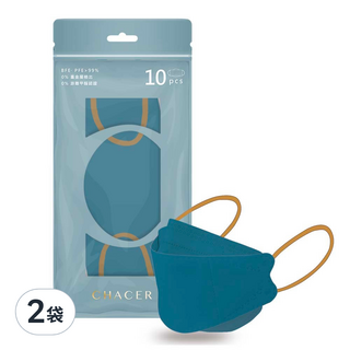 CHACER 佳和口罩 4D立體醫用口罩 大童用 KF94, 冰川藏青, 2袋, 10片
