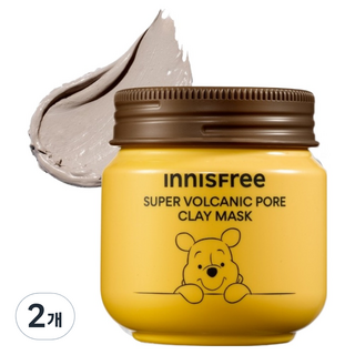 INNISFREE 小熊維尼聯名超級火山泥毛孔潔淨面膜 100ml, 1罐, 2罐