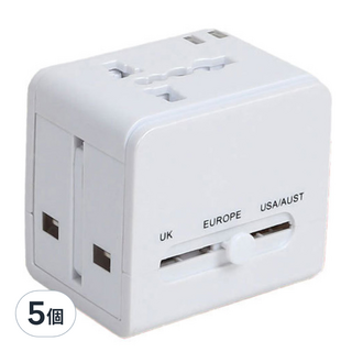 DTAudio 1500W萬國旅行充 帶USB-A/多國插座 寬電壓設計, 6cm, 白色, 5個