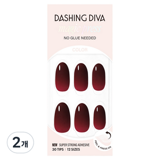 데싱디바 매직프레스 네일팁 아몬드, 2개, 클래식 버건디