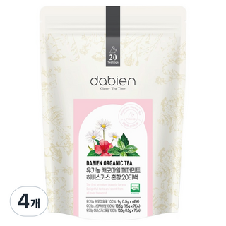 다비앙 유기농 캐모마일 페퍼민트 히비스커스 혼합티, 1.5g, 4개, 20개입