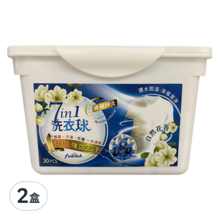 Finetech 釩泰 七腔強效濃縮洗衣球 Set, 30顆, 自然花香, 強效潔淨, 2盒