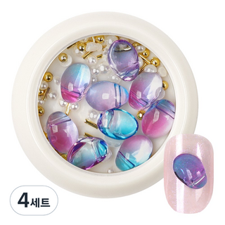 帶山精選玻璃石套裝, 水紫, 4組