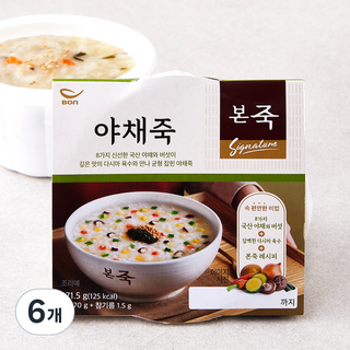 본죽 야채죽 (냉장), 271.5g, 6개