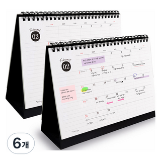 Iciel design 桌上行事曆日曆 2025, 黑色, 6個