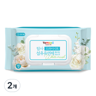 Tamsaa 乾衣紙纖維柔軟劑 白麝香, 2個, 60張