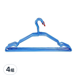 吉祥 大凹槽多功能衣架 10入 46x22cm 覆膜浸塑 防滑 乾濕兩用 防水防鏽, 藍色, 4組