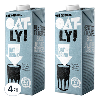 OATLY 原味燕麥奶, 1L, 4瓶