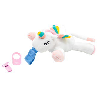 OhBabyLaugh 安撫玩偶 附矽膠奶嘴掛環 + 防掉夾, 彩虹小馬, 1個