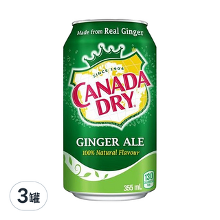 CANADA DRY 薑汁汽水，100% 天然風味, 355ml, 3罐