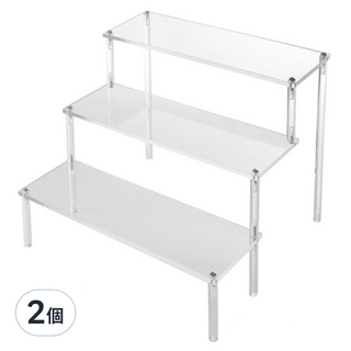 收納部屋 壓克力展示架 20cm 三層 透明色 - 公仔 模型 香水 化妝品收納, 2個