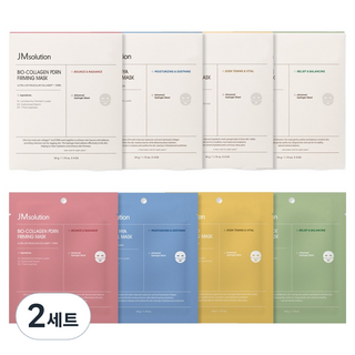 JMsolution 肌司研 生物水凝膠膠原蛋白PDRN緊緻面膜 4片 + 多重玻尿酸補水面膜 4片 + 維他命雙效面膜 4片 + 積雪草修護鎮靜面膜 4片 套組, 2套