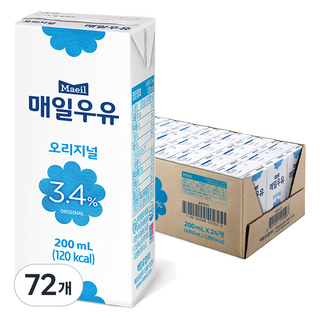 매일우유 오리지날 멸균우유, 200ml, 72개