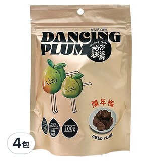 梅子夢工廠 梅子跳舞系列 陳年梅, 100g, 4包