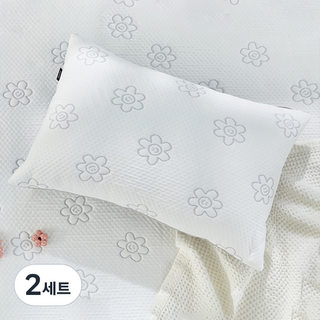 파르페by알레르망 국내 제조 꽃님이 쿨링에디션 베개커버 + 솜 세트, 그레이, 2세트